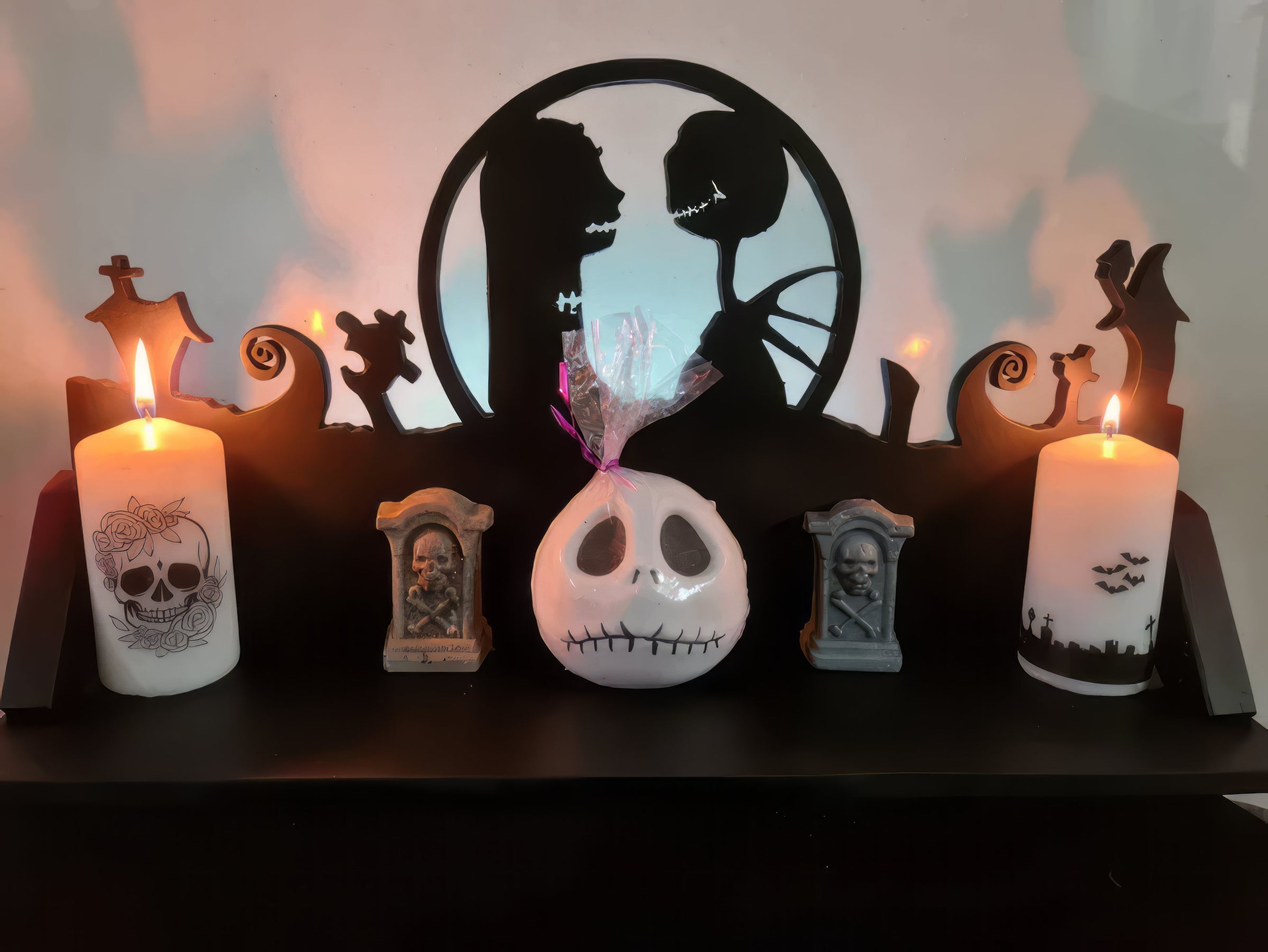 Nightmare Before Christmas hand carved wooden shelf