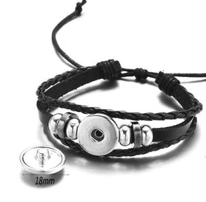 Baphomet Leather Snap Button Bracelet