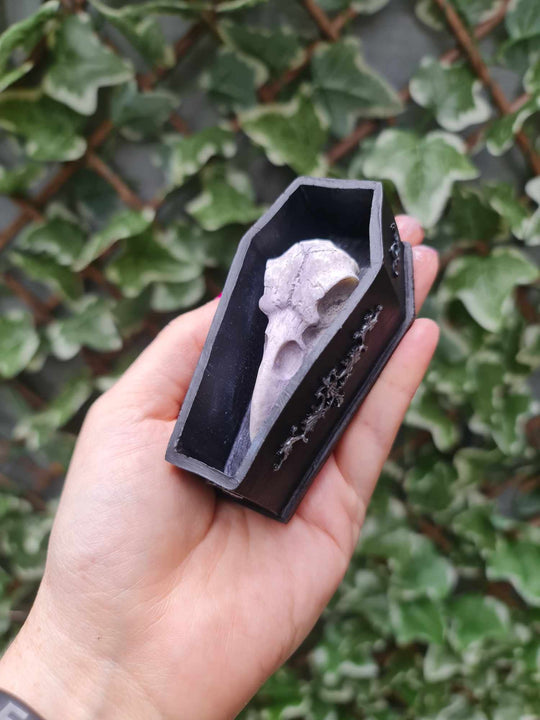 Crow Skull Coffin Ornament - Glow in Dark
