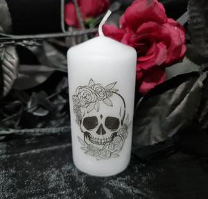 Skull & Roses Pillar Candle