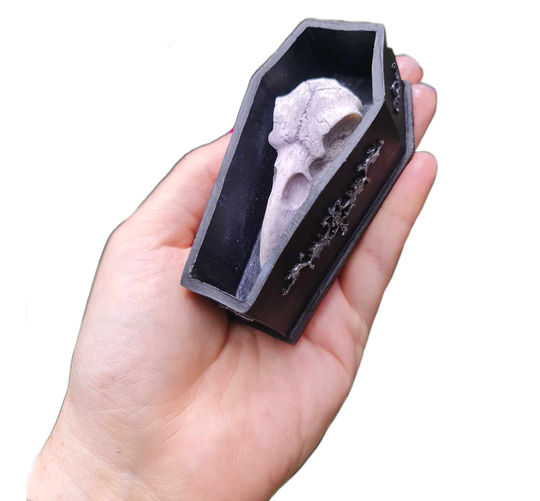 Crow Skull Coffin Ornament - Glow in Dark