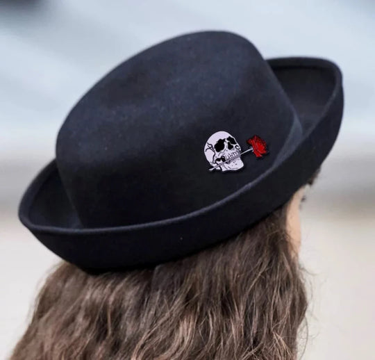 Skull Rose Enamel Pin