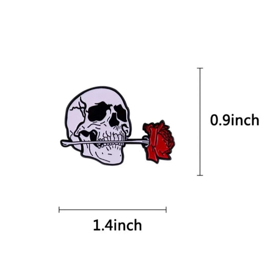 Skull Rose Enamel Pin
