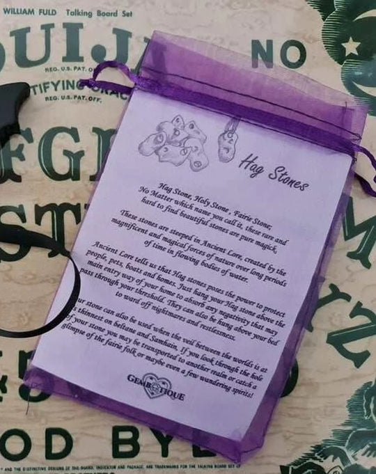 Witches Cat - Wooden Cat with hanging Hag Stone