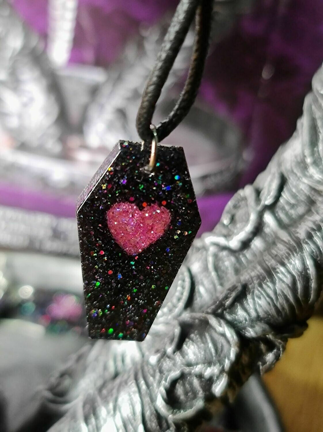 Coffin Pink Heart Necklace
