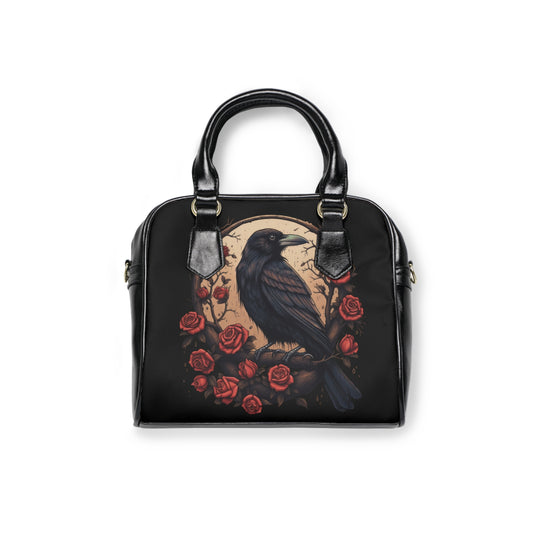 Raven and Roses Shoulder Handbag.
