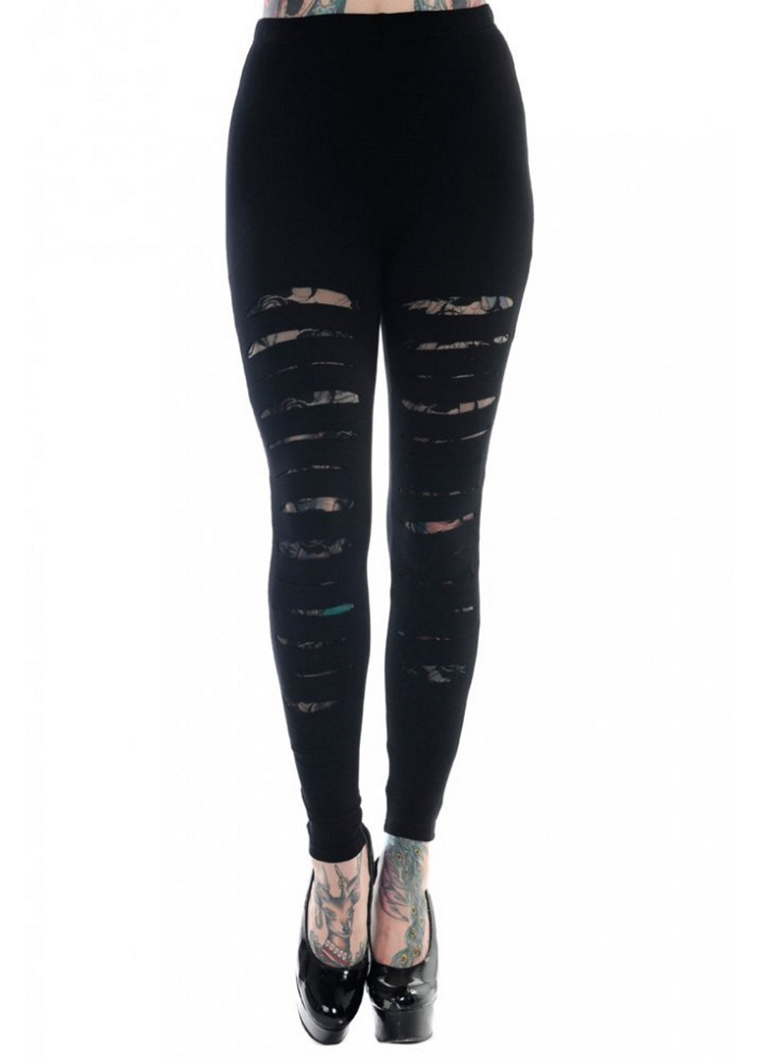 Slashed Black Leggings