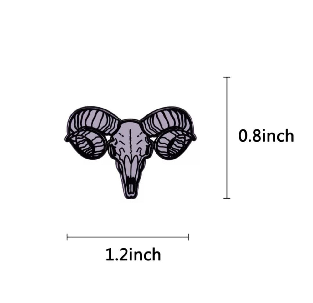 Ram Skull Enamel Pin
