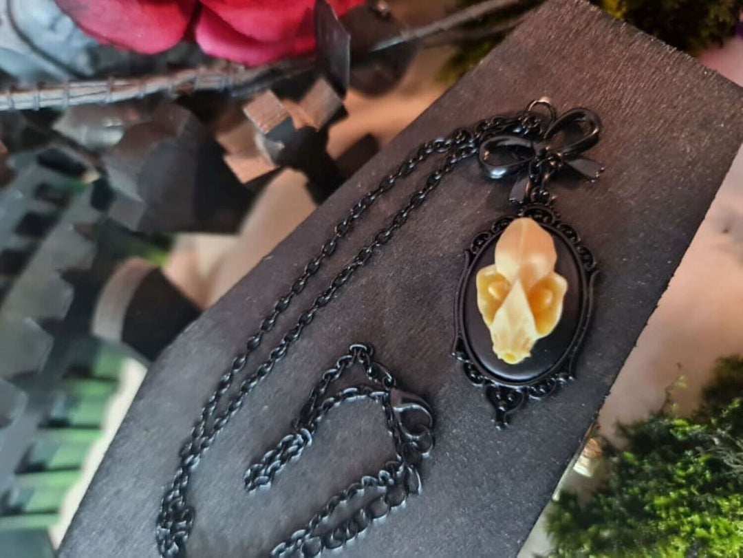 Bat Skull Cameo Necklace