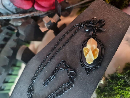 Bat Skull Cameo Necklace