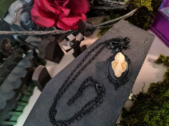 Bat Skull Cameo Necklace