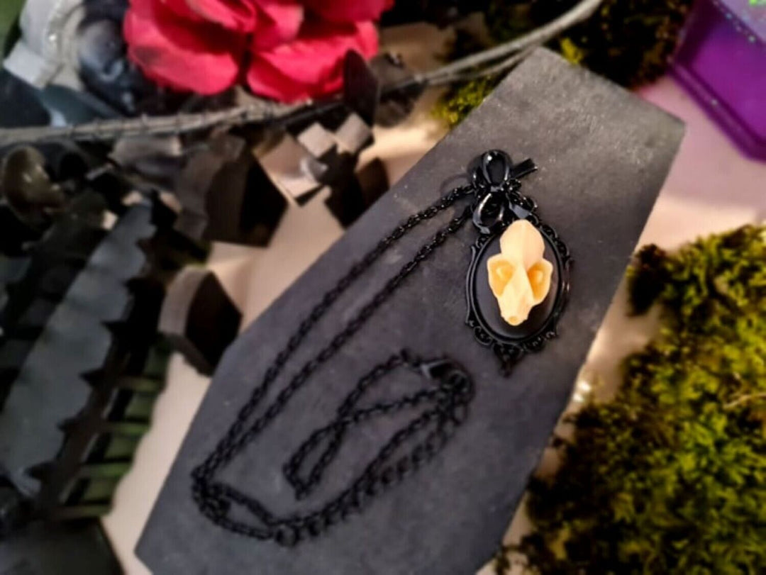 Bat Skull Cameo Necklace
