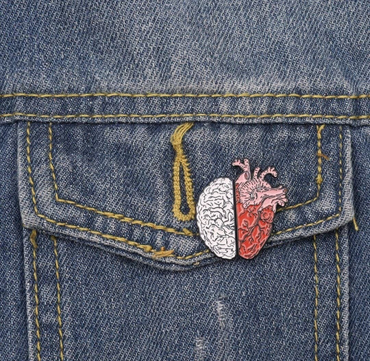 Brain Heart Enamel Pin Set