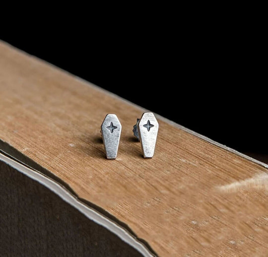 Silver Coffin Studs Earrings 925 sterling silver