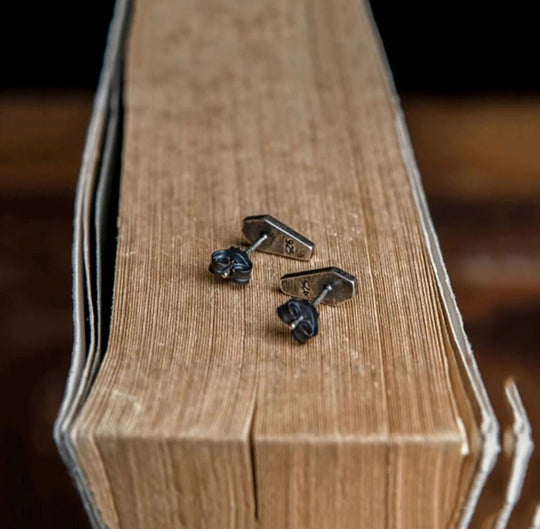 Silver Coffin Studs Earrings 925 sterling silver