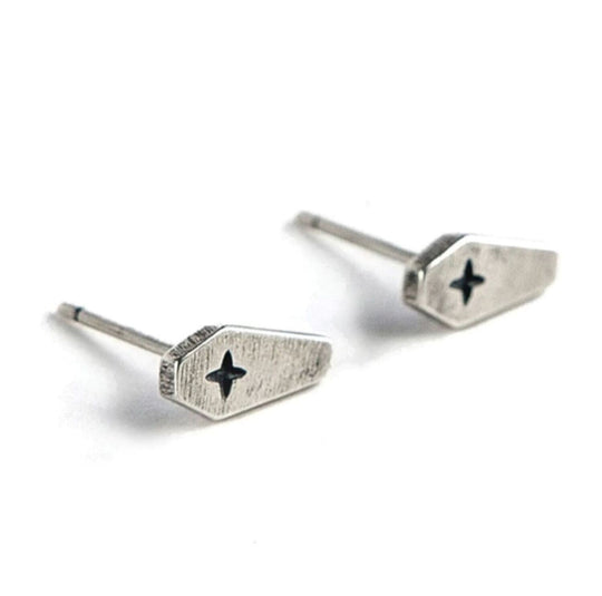 Silver Coffin Studs Earrings 925 sterling silver