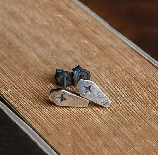 Silver Coffin Studs Earrings 925 sterling silver