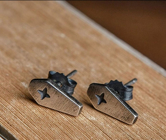 Silver Coffin Studs Earrings 925 sterling silver
