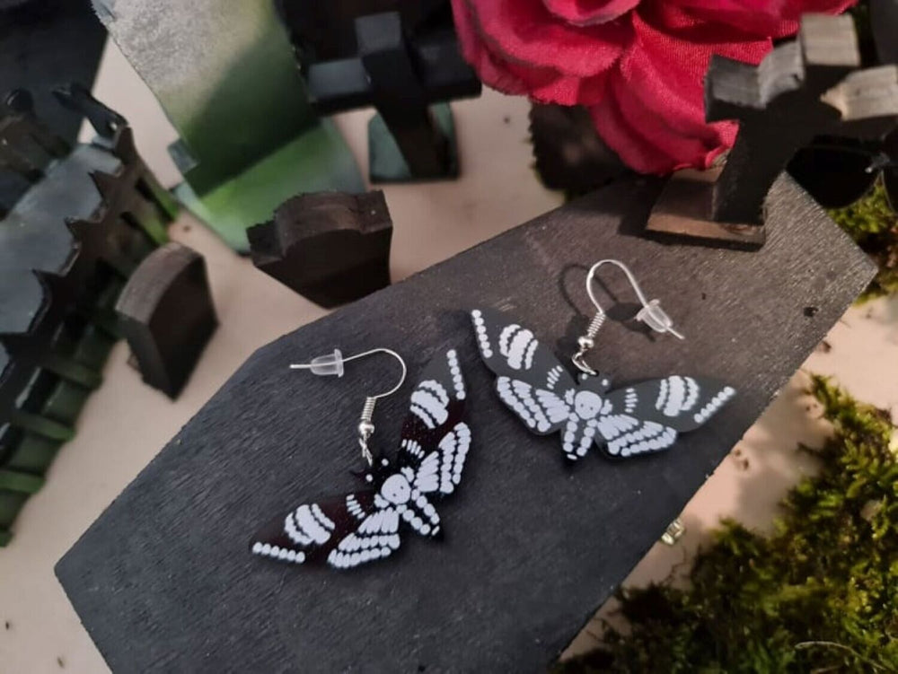 Deaths-Head Moth Drop Earrings