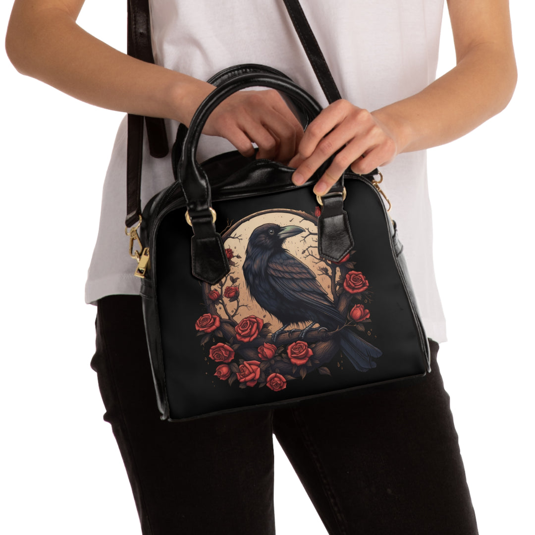 Raven and Roses Shoulder Handbag.