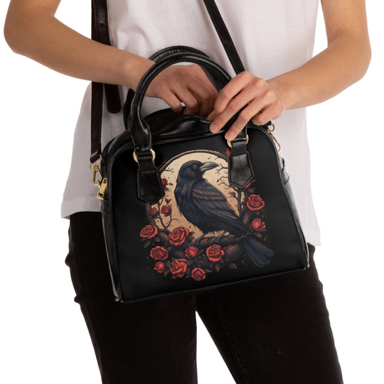 Raven and Roses Shoulder Handbag.