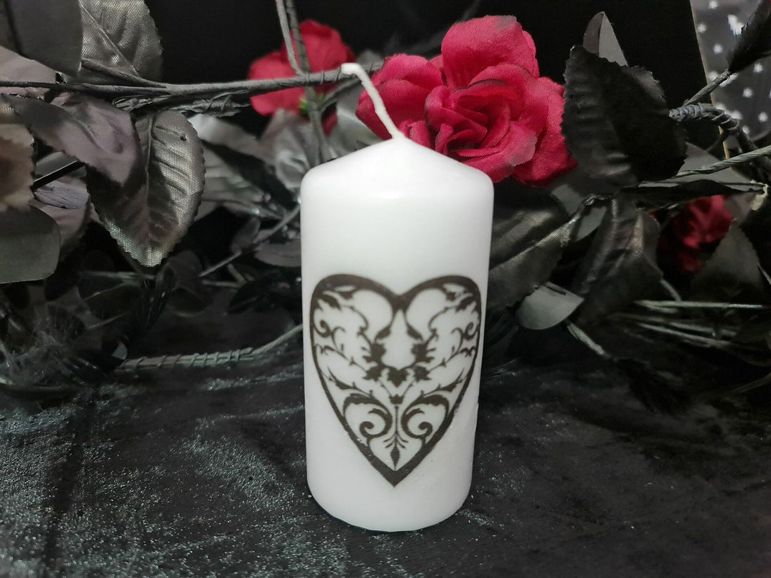 Gothic Heart Pillar Candle