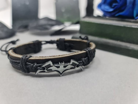 Black Leather Bat Bracelet