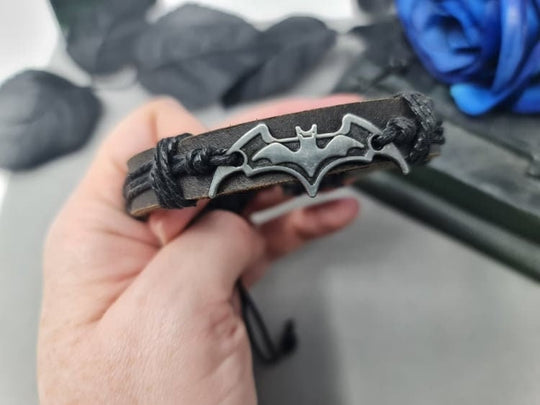 Black Leather Bat Bracelet