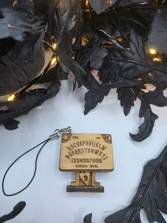 Miniature Wooden Ouija Spirit Board Charm | Gothic Witchy Phone & Bag Accessory