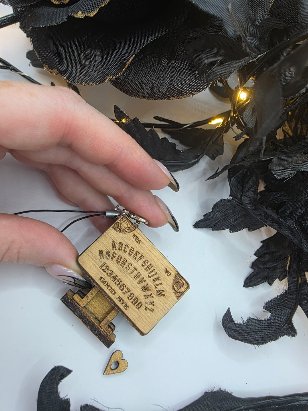 Miniature Wooden Ouija Spirit Board Charm | Gothic Witchy Phone & Bag Accessory