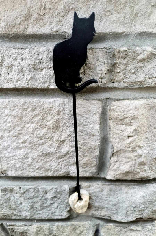 Hag Cat - Wooden Cat with hanging Hag Stone