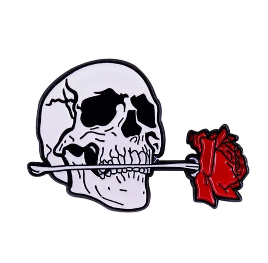 Skull Rose Enamel Pin