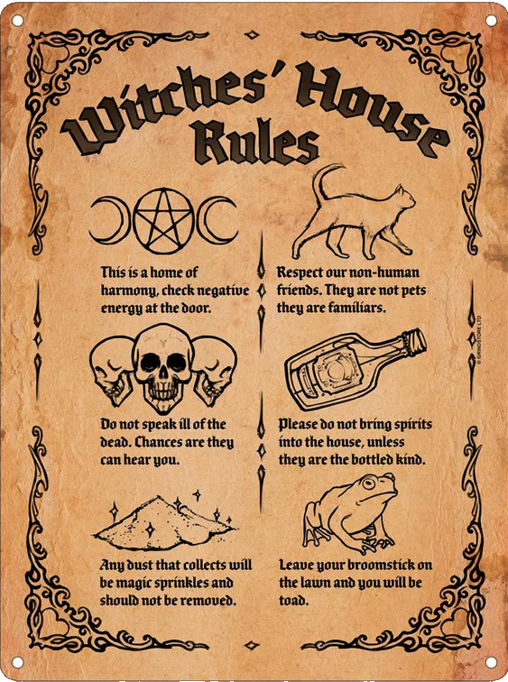 'Witches' House Rules' Mini Tin Sign