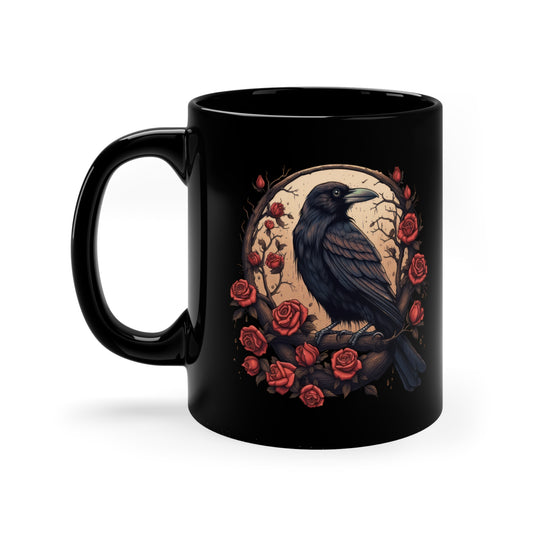 Gothic Raven and Roses Mug