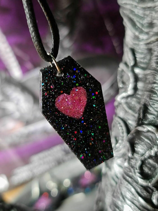 Coffin Pink Heart Necklace