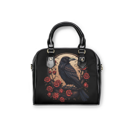 Raven and Roses Shoulder Handbag.