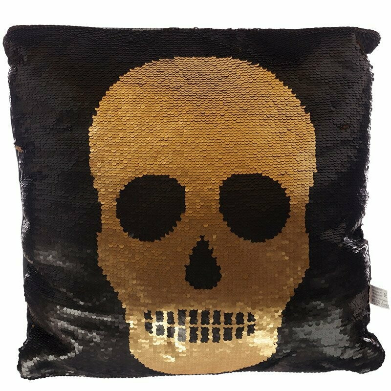 Sequin Two Tone Skull Cushion