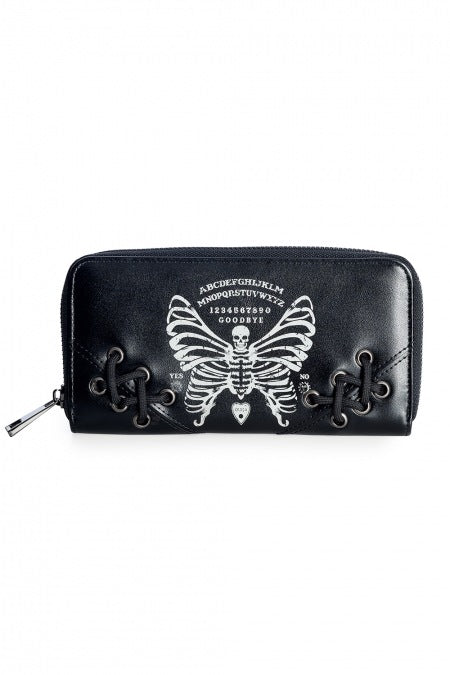 Banned Apparel Printed Skeleton Ouija Butterfly wallet purse.