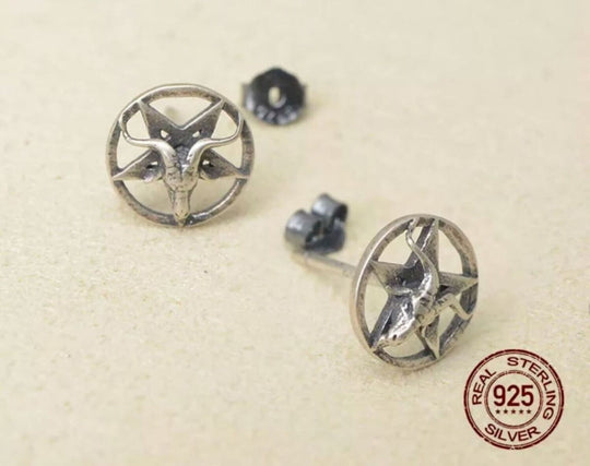 Baphomet Pentagram Ear-Studs