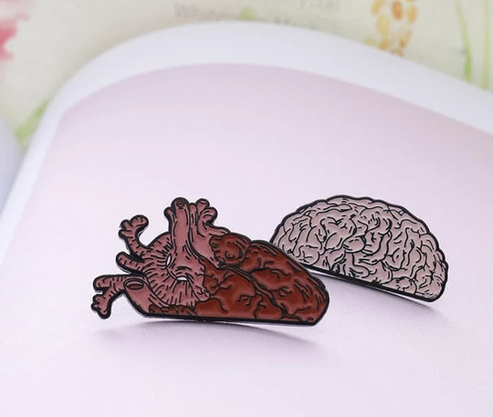 Brain Heart Enamel Pin Set