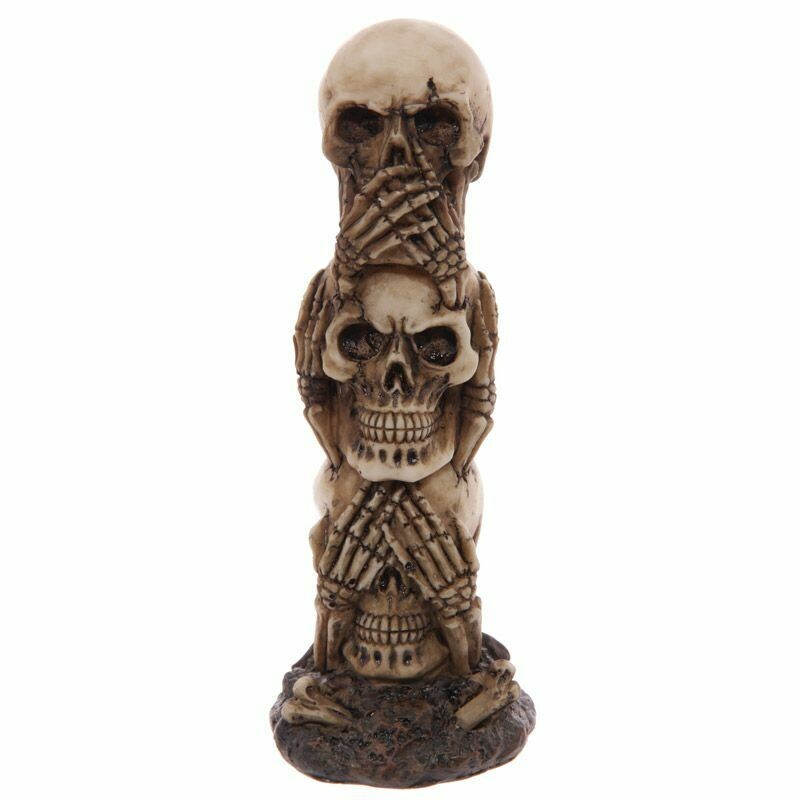 'Hear No, Speak No, See No Evil' Skull Totem