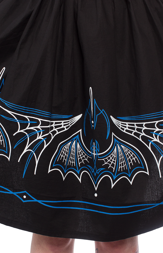 Blue Sourpuss Batty Pinstripe Spooksville Dress
