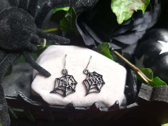 Spider Web Dangle Drop Earrings