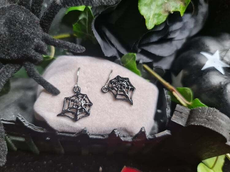 Spider Web Dangle Drop Earrings